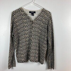 Womens Parisian Leopard Cheetah Button Cardigan Silk Nylon PL‎